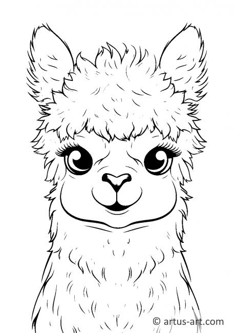 Página para colorear de una alpaca linda para niños
